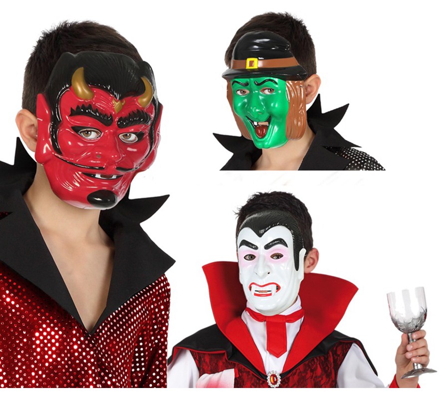 Halloween mask in 3 assorted models 21X19 cm