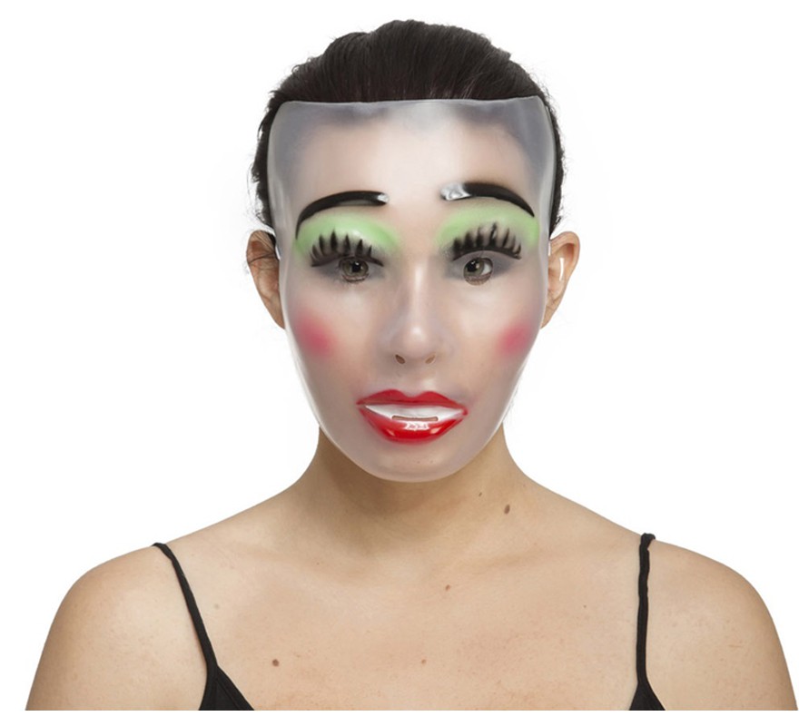 Máscara Transparente Mulher Pintada Lábios