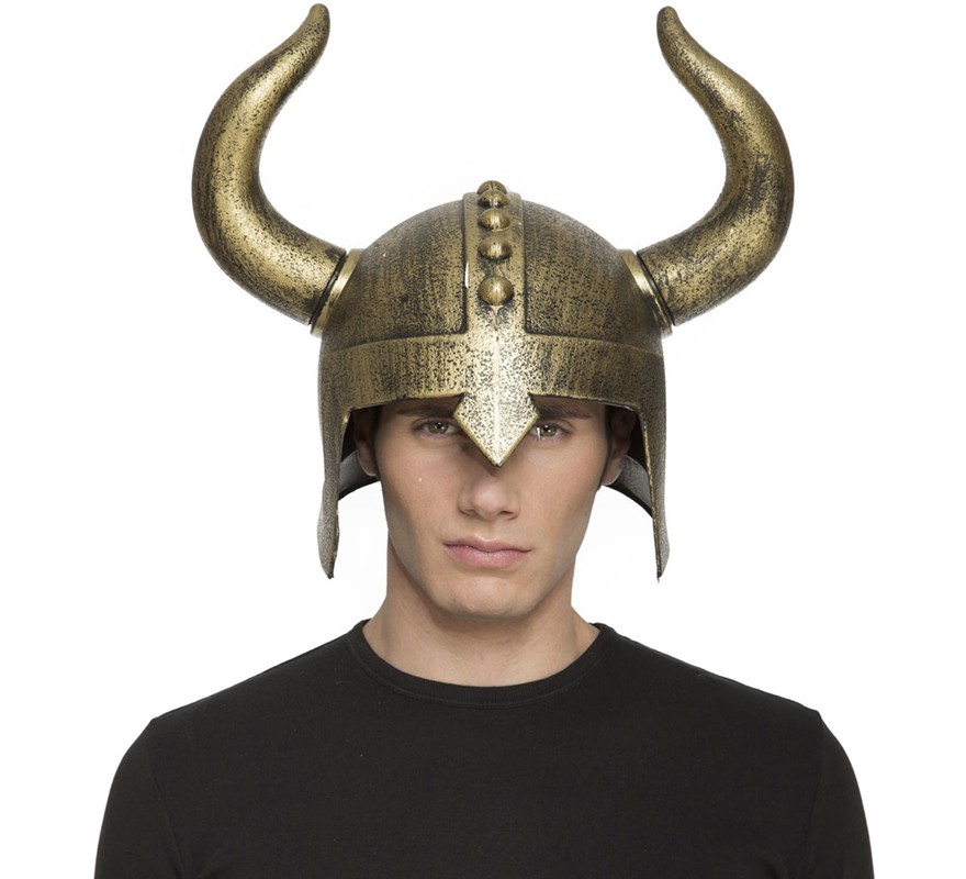 Viking helmet with bronze horns