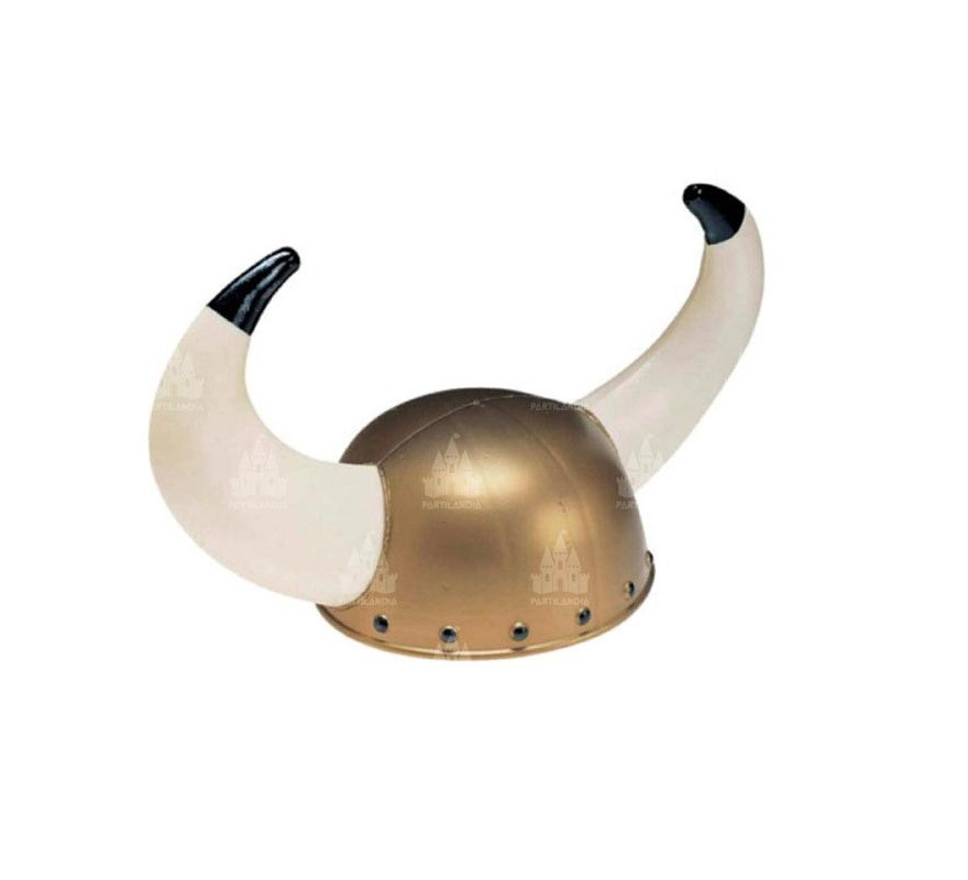 Capacete Viking dourado e branco Capacete Viking dourado e branco