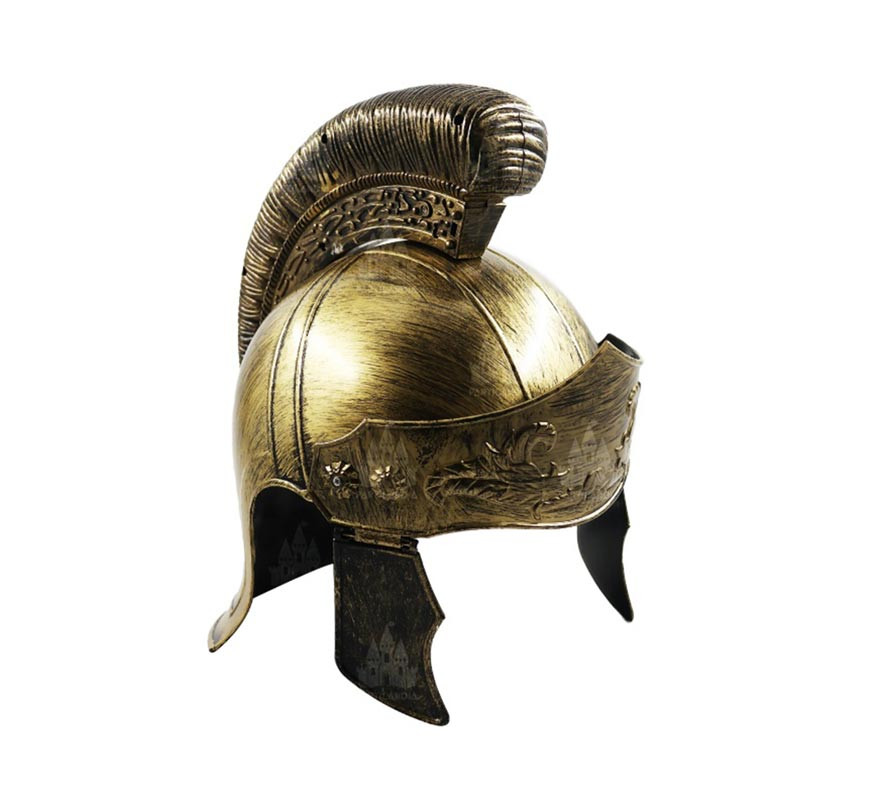 Aged golden Roman helmet