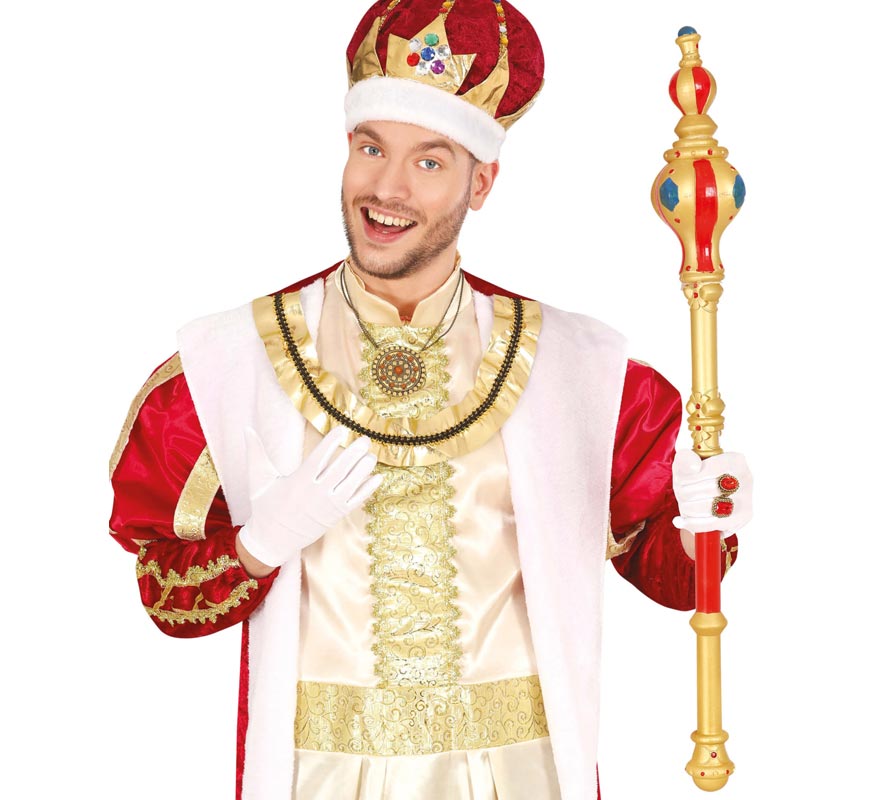 Cetro real dourado e vermelho