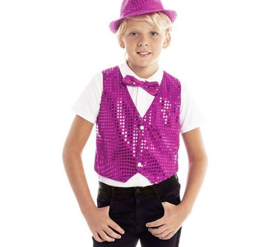 Children's fuchsia sequin vest