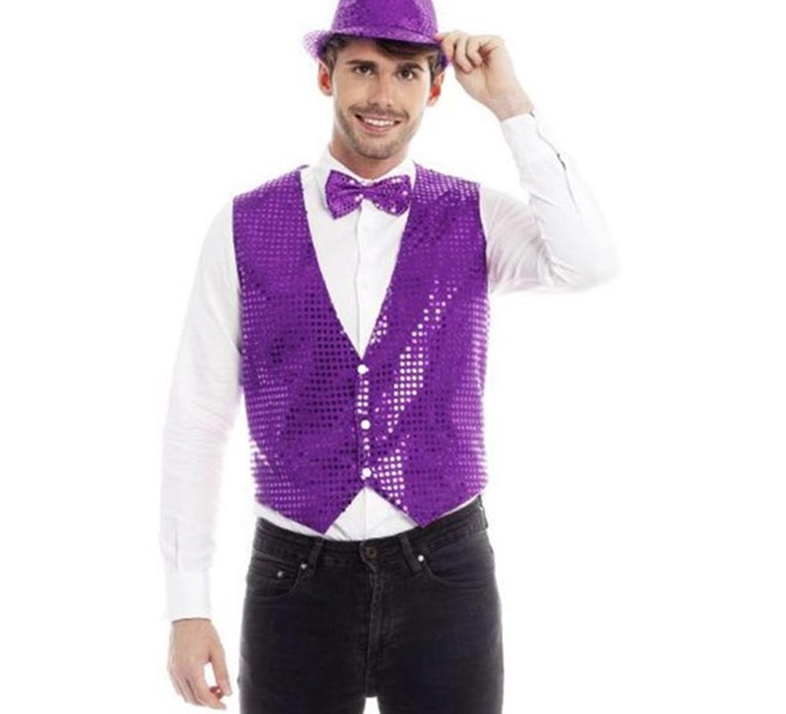 Purple Sequin Vest for Men