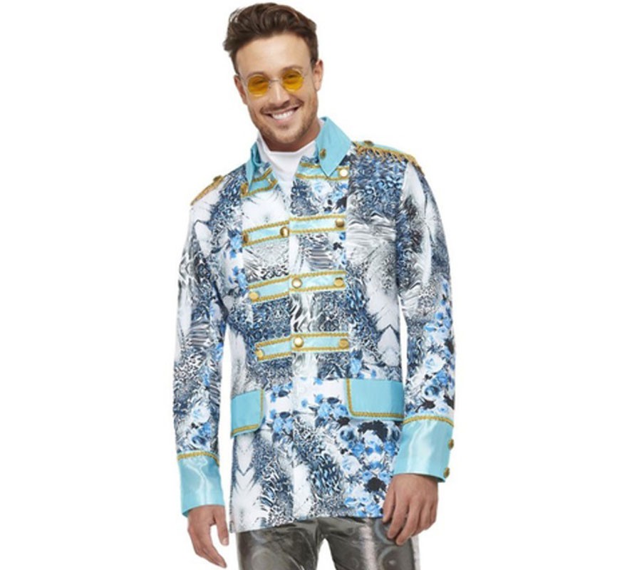 Blue and White 70s Jacket with gold details for men