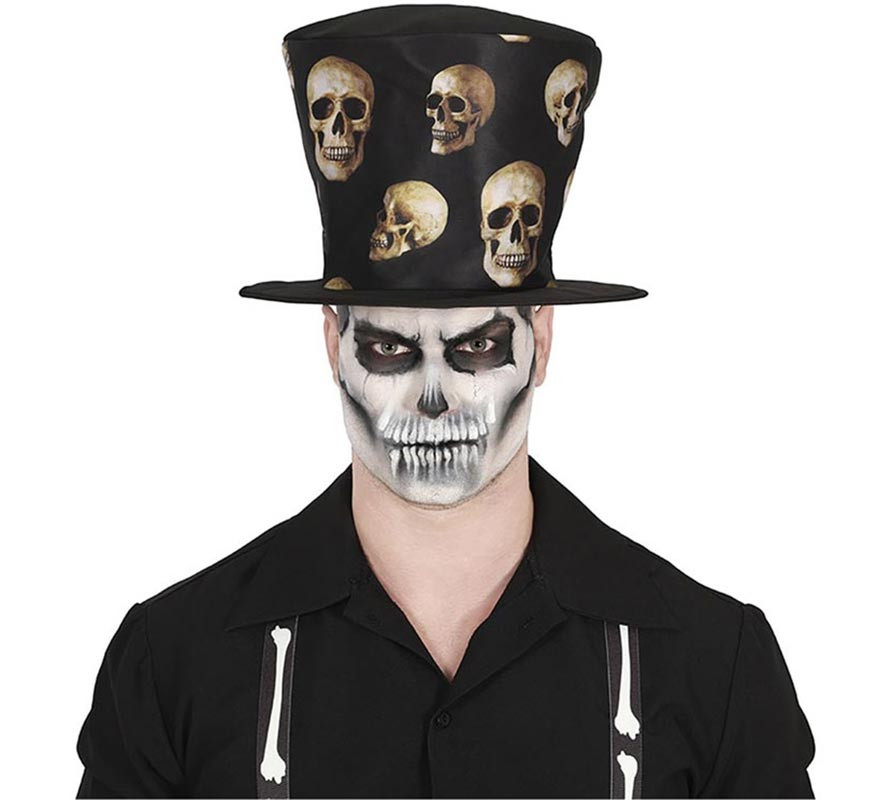 Black top hat with terrifying skulls
