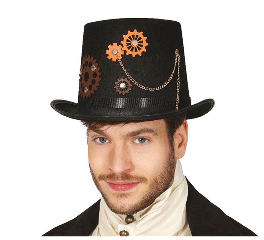Elegant Black Steampunk Top Hat Elegant Black Steampunk Top Hat