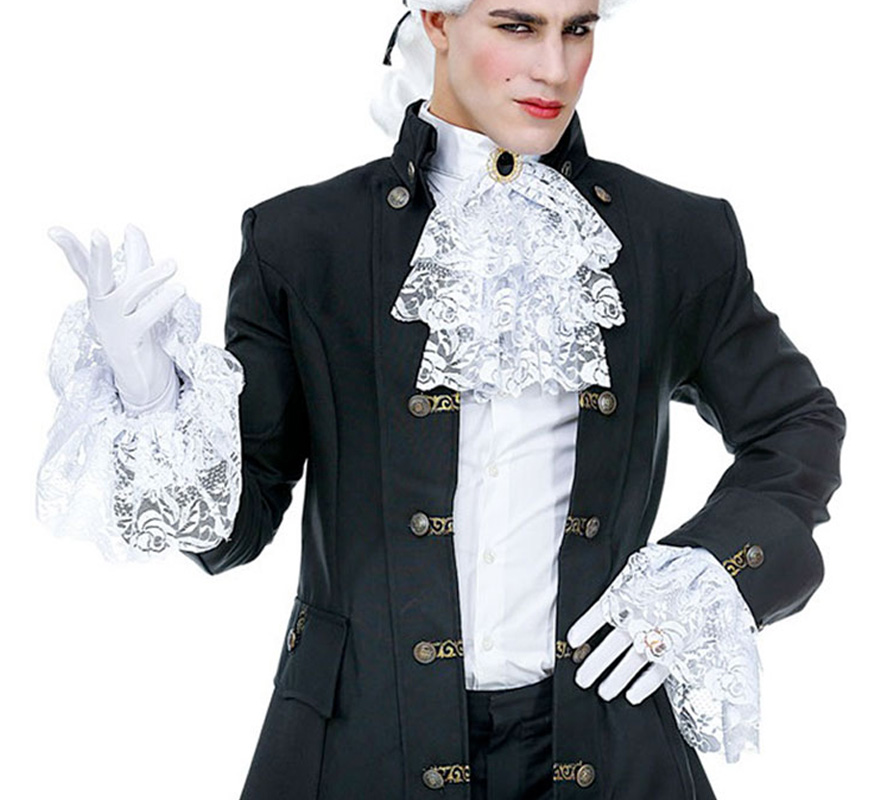 Jabot with Gem and Lace Wristbands