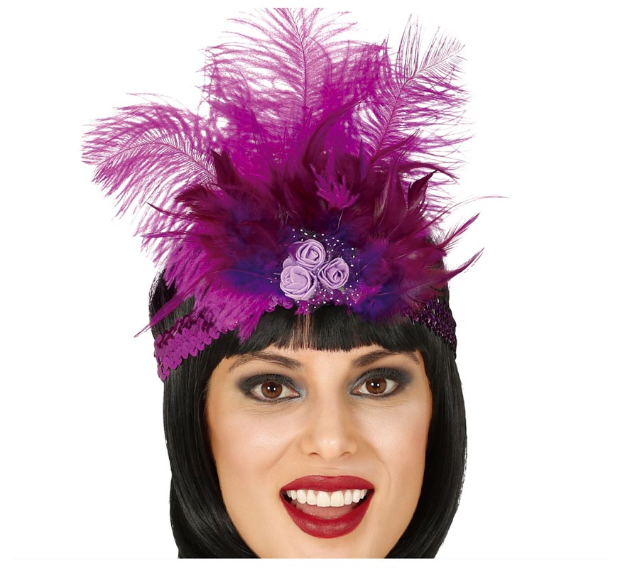 Fuchsia Sequin Ribbon with Feathers