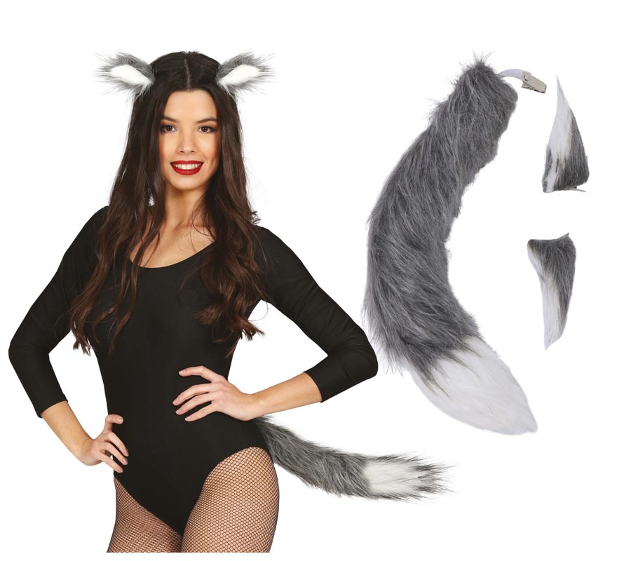 40 cm Gray Tail and Ears