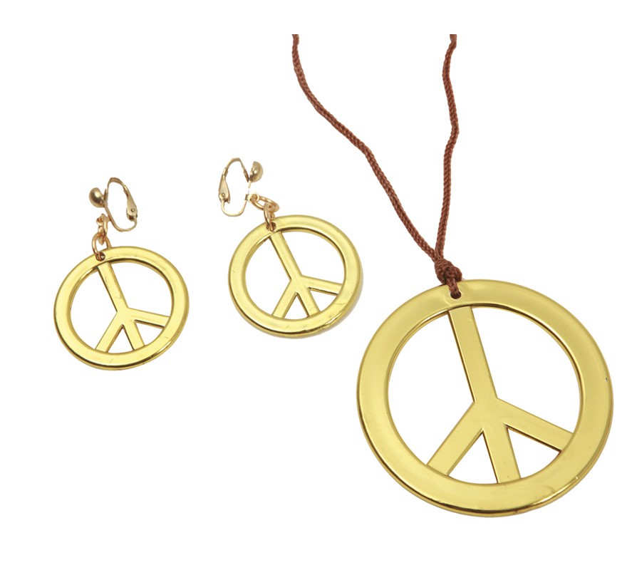 Gold Hippie Pendant and Earrings
