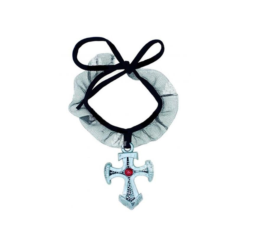 Gothic Cross Necklace with ribbon