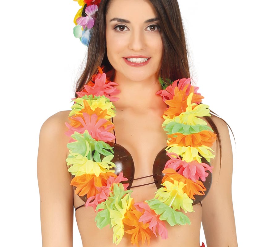 Neon Multicolor Hawaiian Necklace