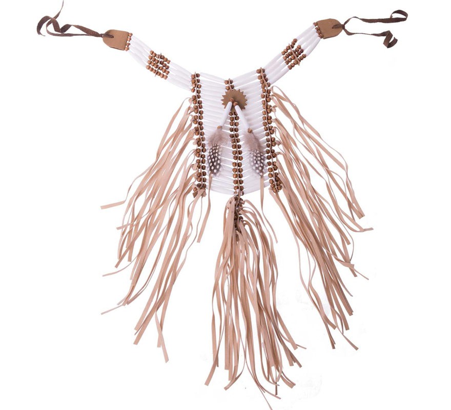 White Indian Necklace with Fringes
