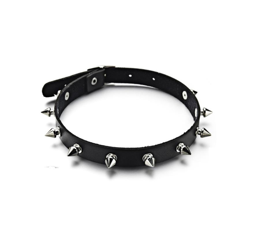 Colar Punk Preto com Spikes