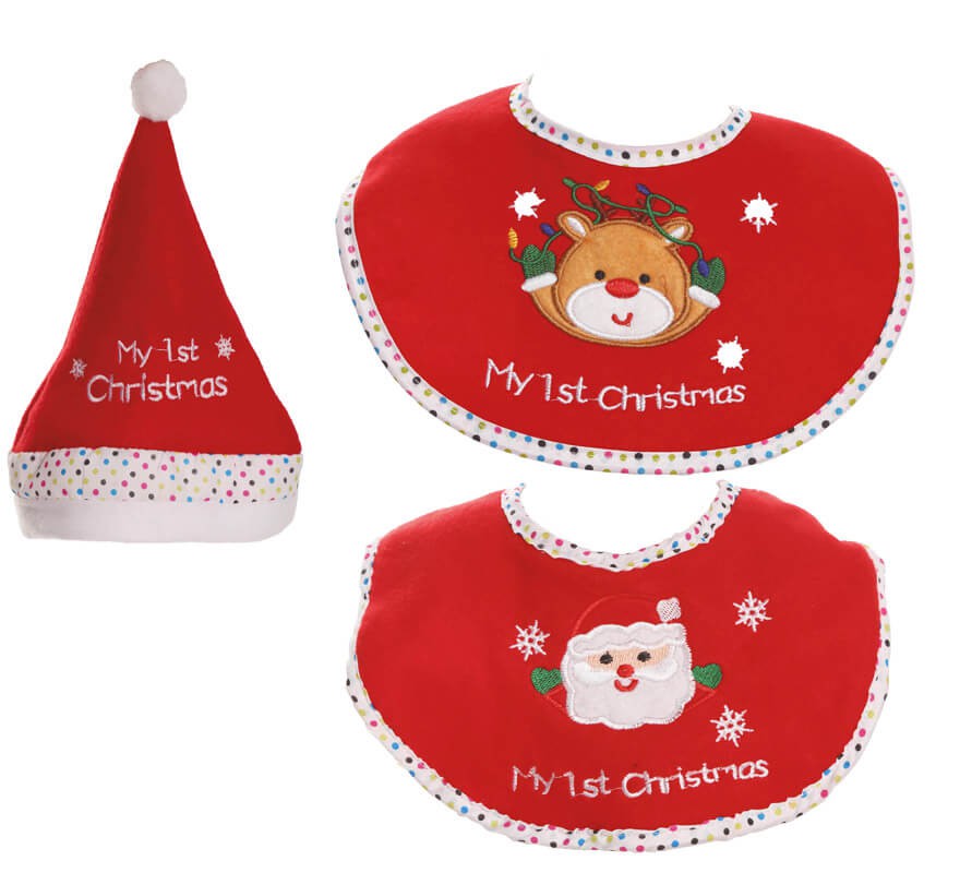 Conjunto de babador e chapéu para bebês