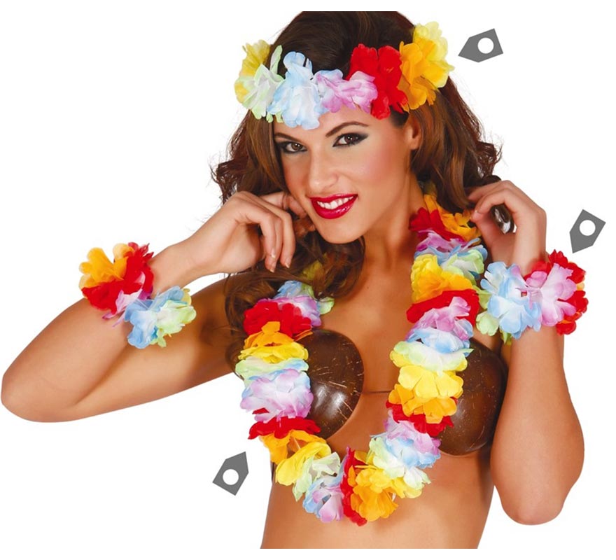 Hawaiian set of ribbon, necklace and wristbands Hawaiian set of ribbon, necklace and wristbands