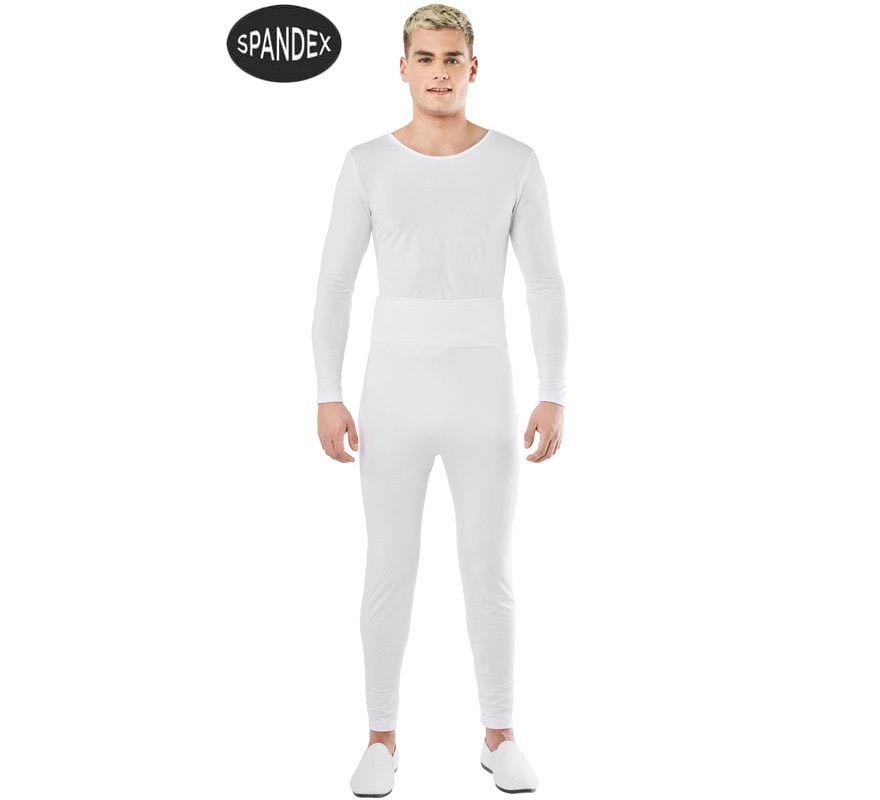 Conjunto de collant de elastano branco de 2 peças para homem Conjunto de collant de elastano branco de 2 peças para homem