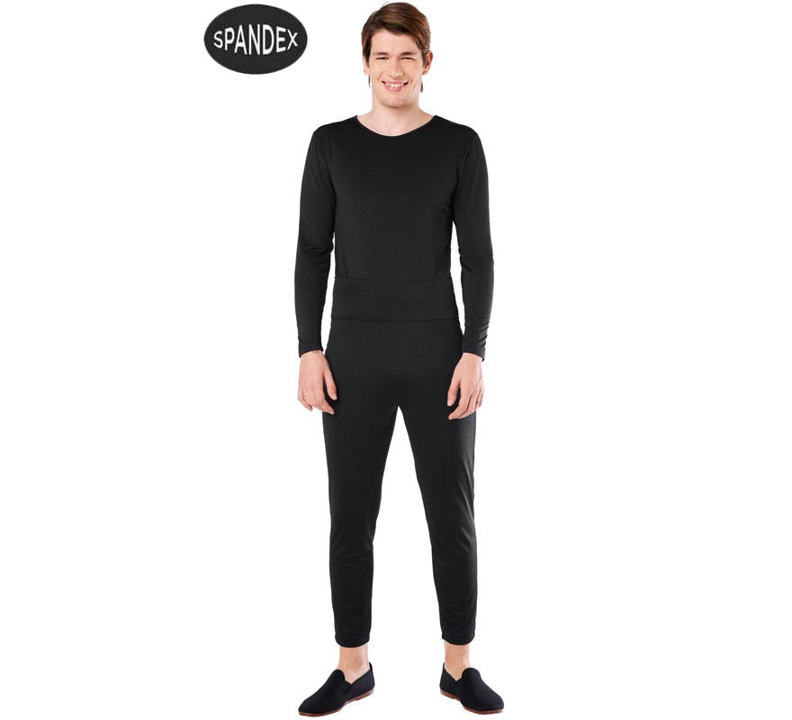 Conjunto de collant de elastano preto de 2 peças para homem Conjunto de collant de elastano preto de 2 peças para homem