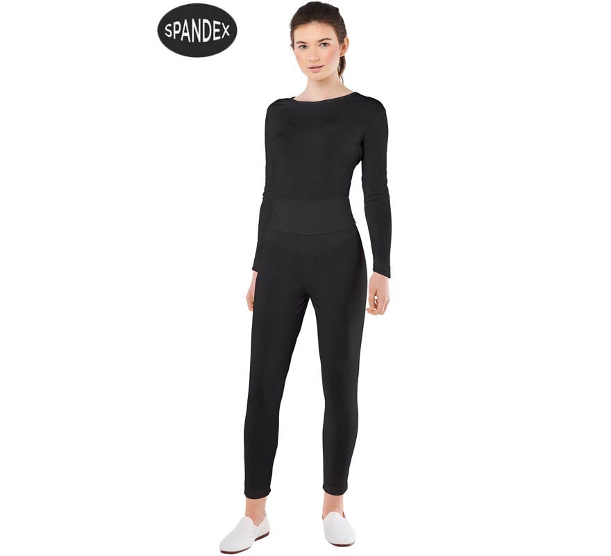Conjunto de collant de elastano preto de 2 peças para mulheres