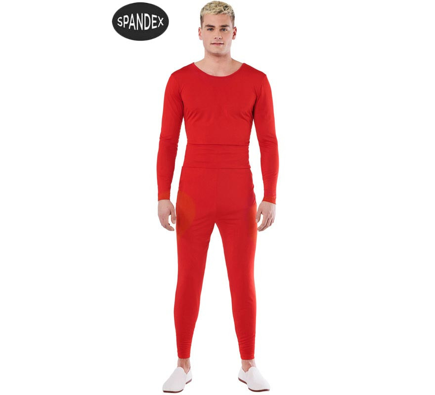 Red 2-piece Spandex Leotard Set for men