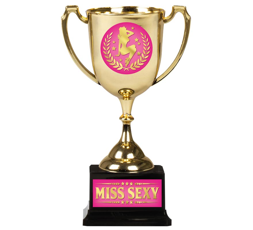 Taça Miss Sexy ouro e fúcsia 18 cm Taça Miss Sexy ouro e fúcsia 18 cm