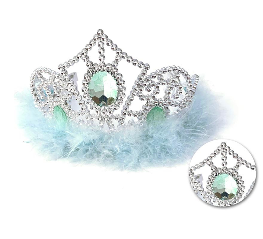 Silver blue princess crown with feathers Silver blue princess crown with feathers
