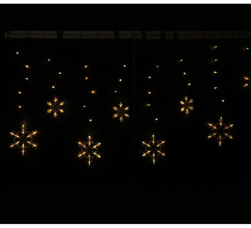 Curtain of 12 warm Snowflakes with 138 LEDs