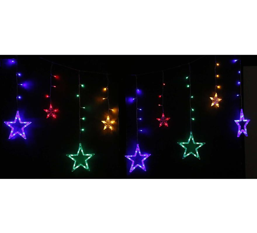 Curtain of 12 Stars with 138 multicolored LEDs Curtain of 12 Stars with 138 multicolored LEDs