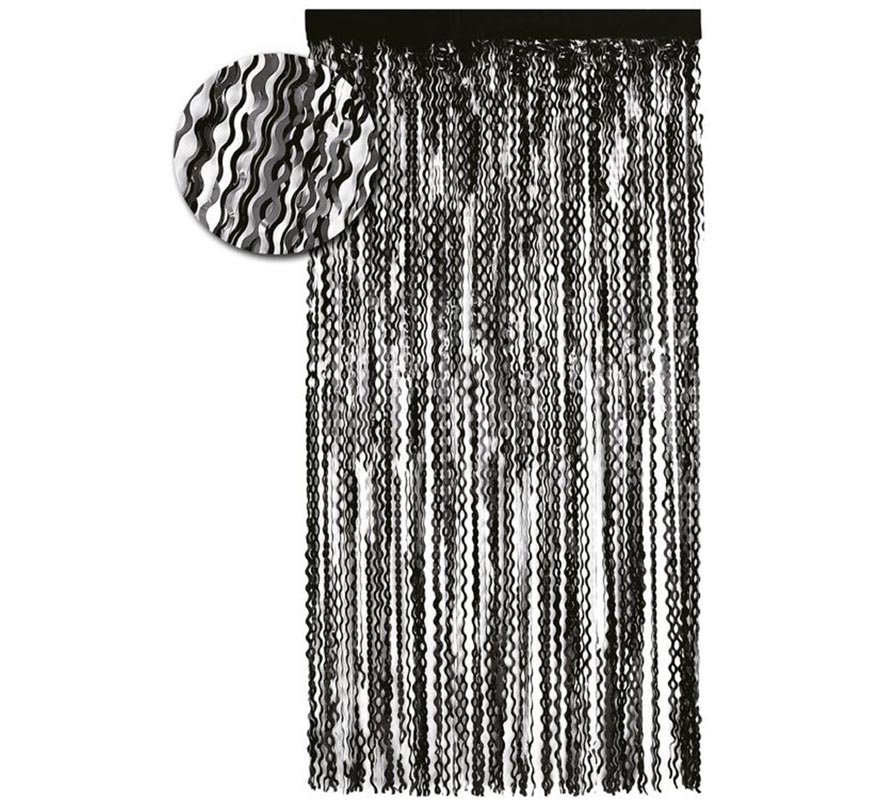 100x200cm Black Holographic Wavy Fringe Curtain