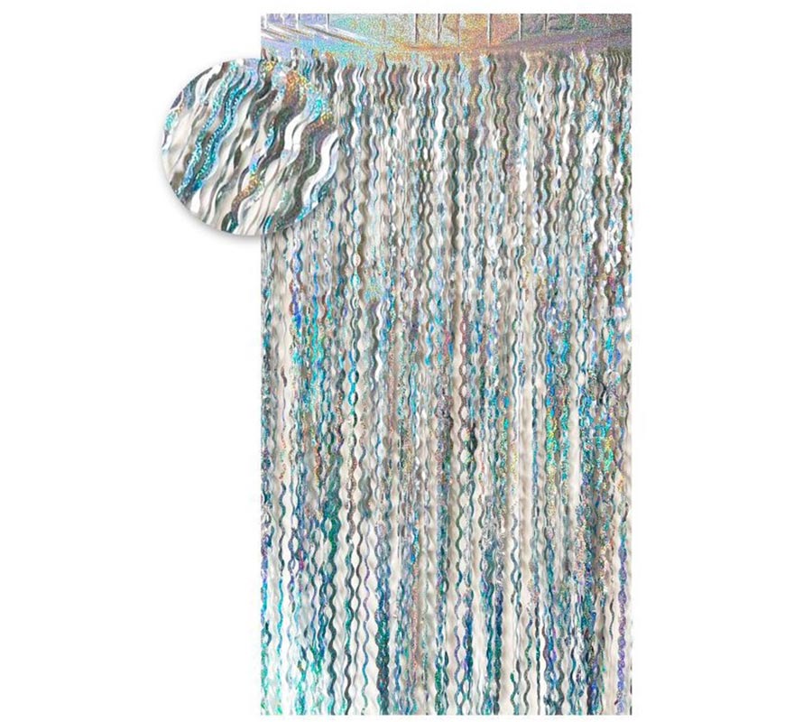 Holographic Silver Wavy Fringe Curtain 100x200 cm