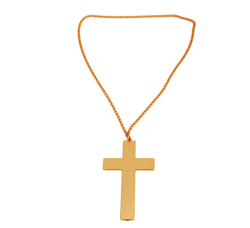 Cruz dourada com corrente 10 x 6 cm