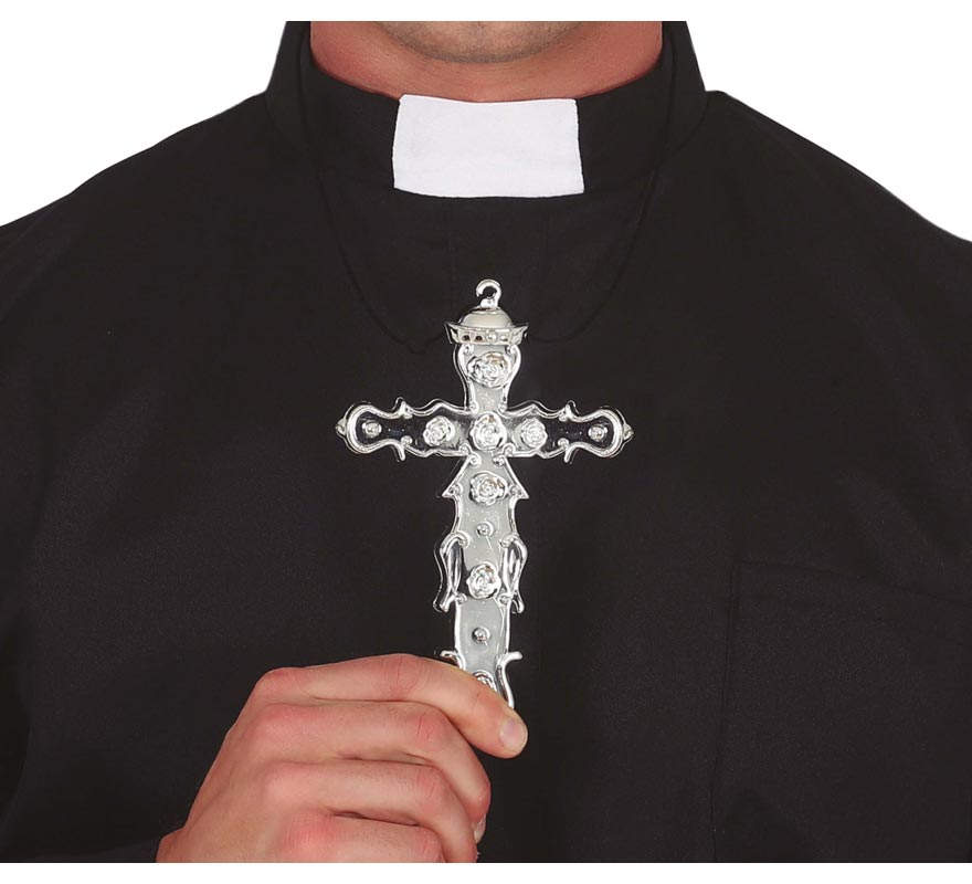 Cruz Religiosa em 2 cores sortidas Ouro e Prata de 15 cm