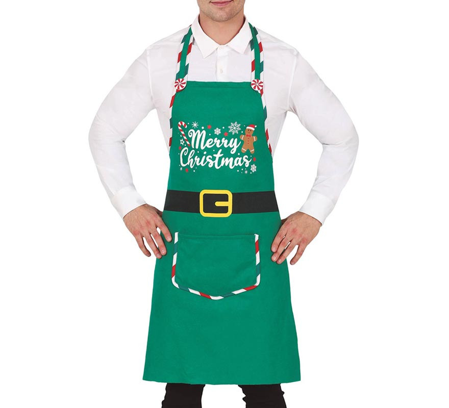 Merry Christmas green apron with pocket for adults Merry Christmas green apron with pocket for adults