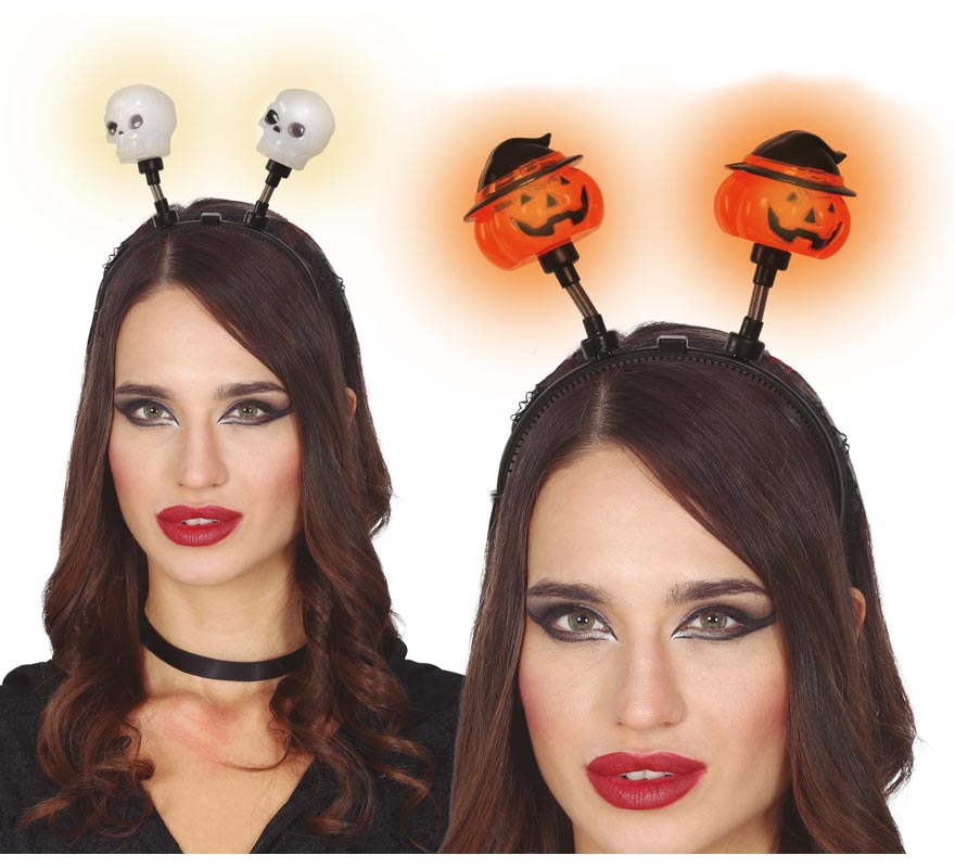 Skull or Pumpkin Headband with Assorted Light