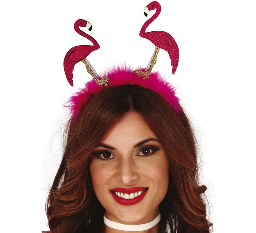 Headband with 2 Flamingos and Marabou