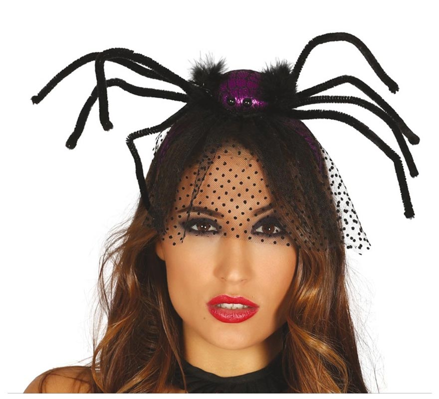 Headband with Lilac Spider and Veil