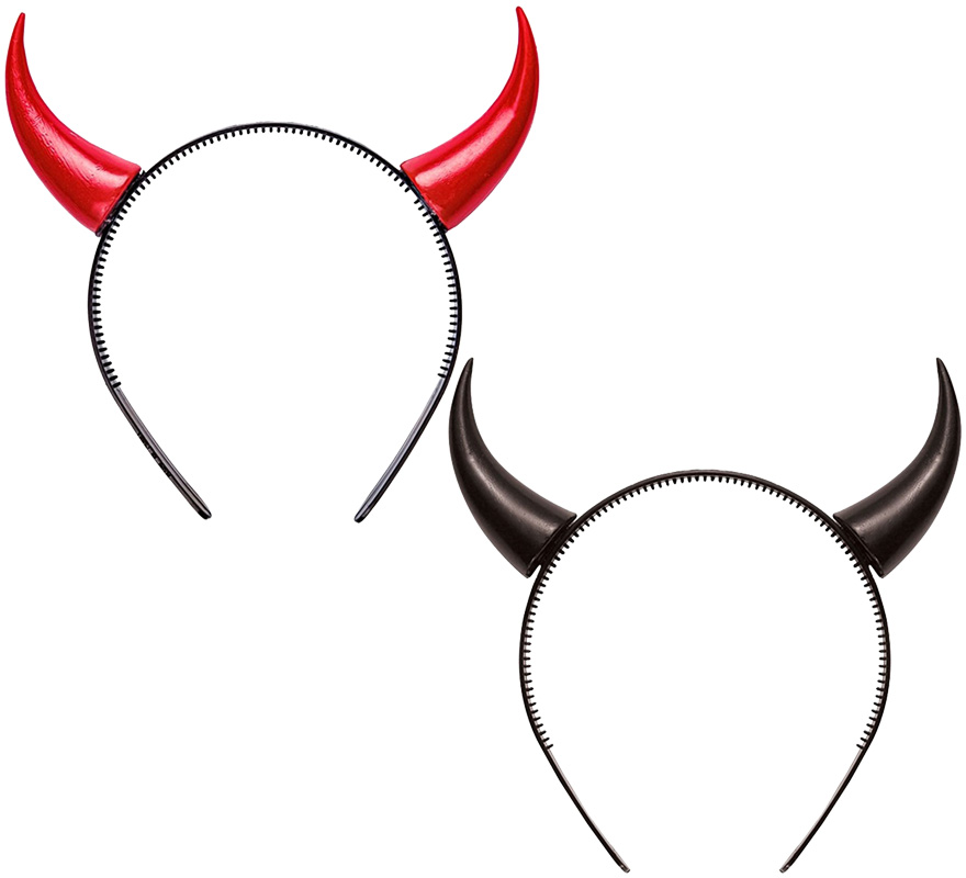 Faixa de cabeça com chifres de diabo em várias cores