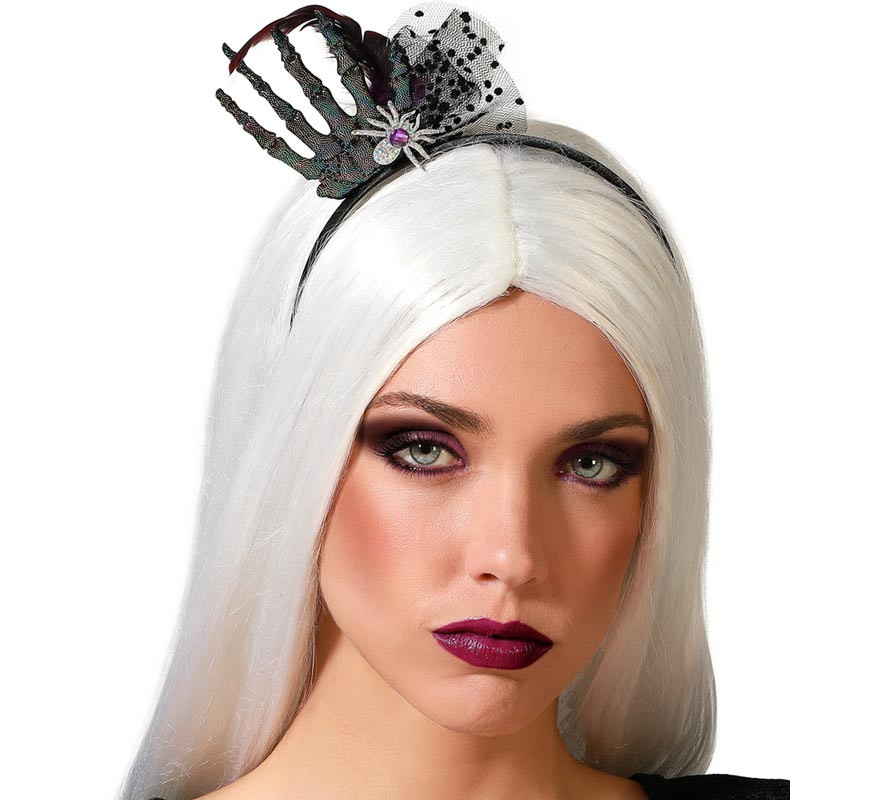 Tiara de aranha e mão de esqueleto Tiara de aranha e mão de esqueleto