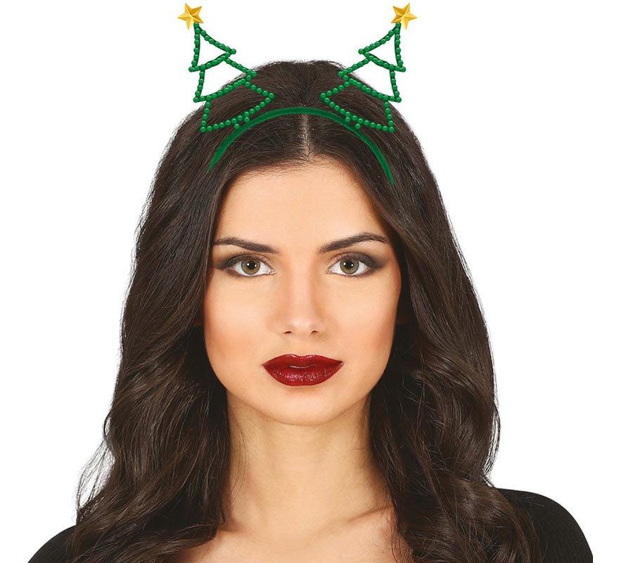 Tiara de árvore de Natal com borda metálica Tiara de árvore de Natal com borda metálica