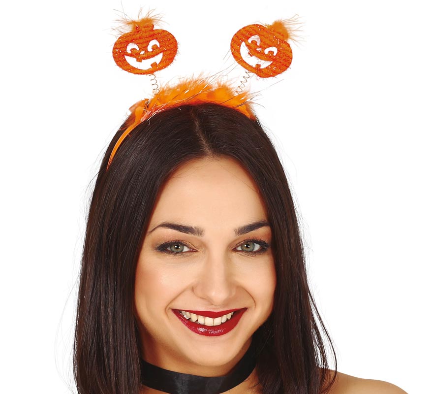 Pumpkin Headband with Orange Marabou Pumpkin Headband with Orange Marabou