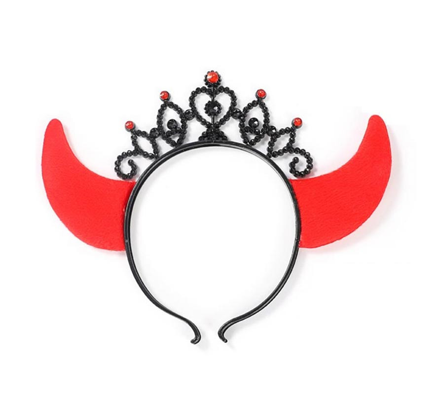 Tiara de coroa do diabo com chifres