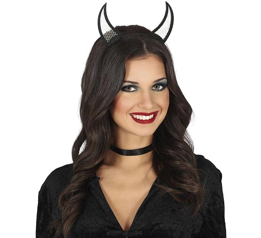 Faixa de cabeça com chifres de demônio negro