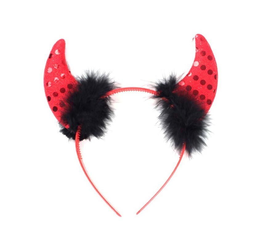 Tiara do diabo com penas pretas