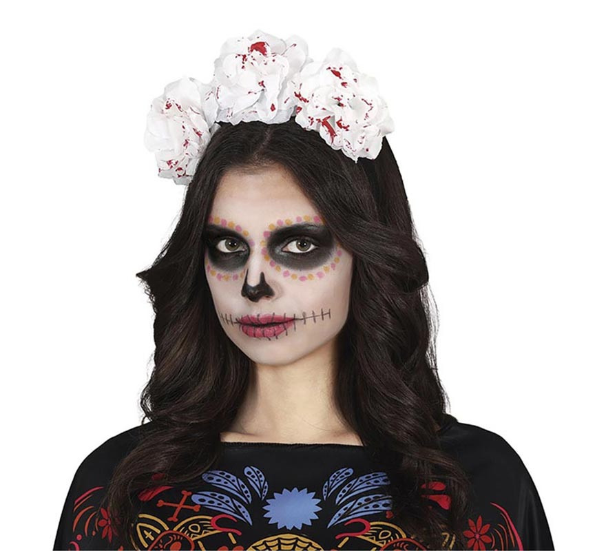 Headband of bloody white flowers