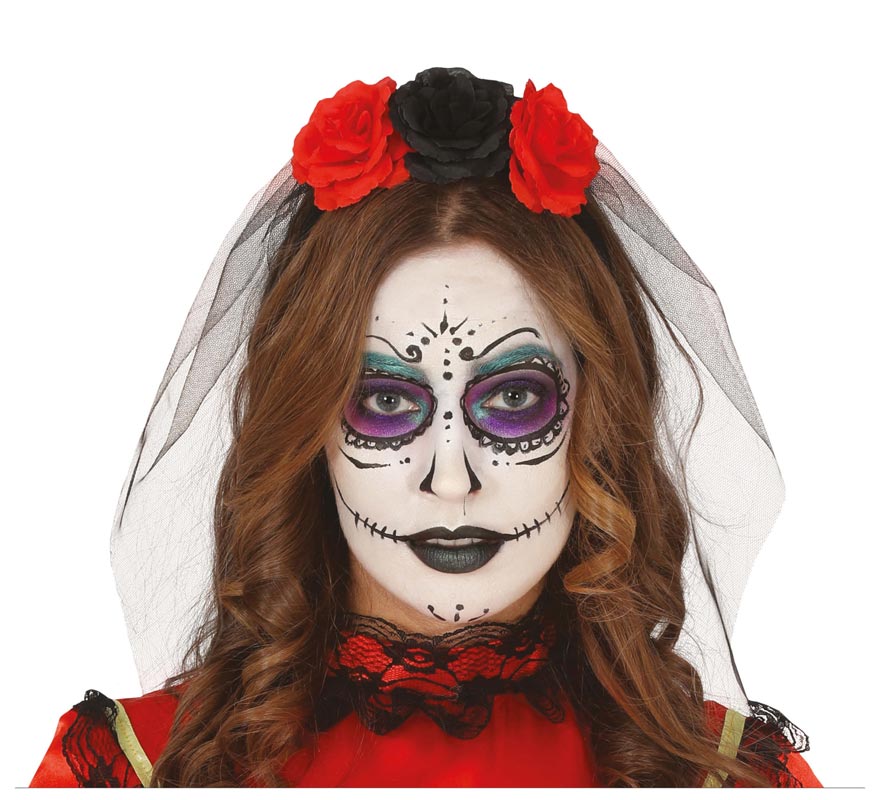 Tiara de flor com véu