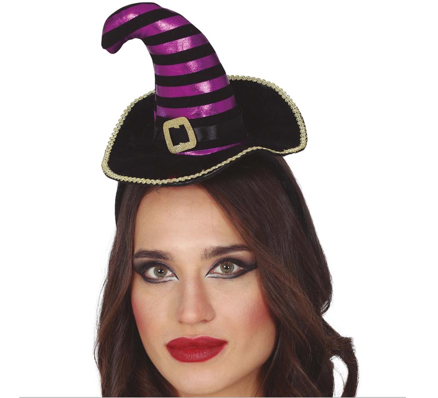 Tiara preta / lilás para chapéu de bruxa