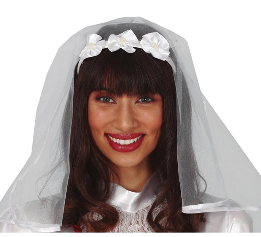 Tiara de noiva com véu branco
