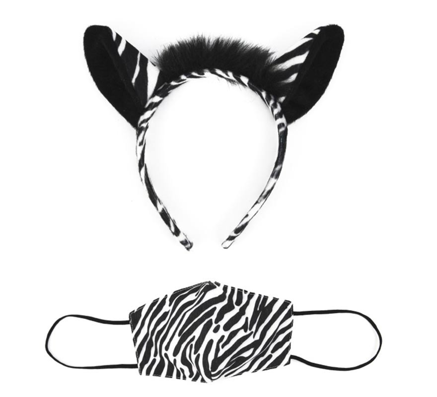 Zebra Ears Headband with mask