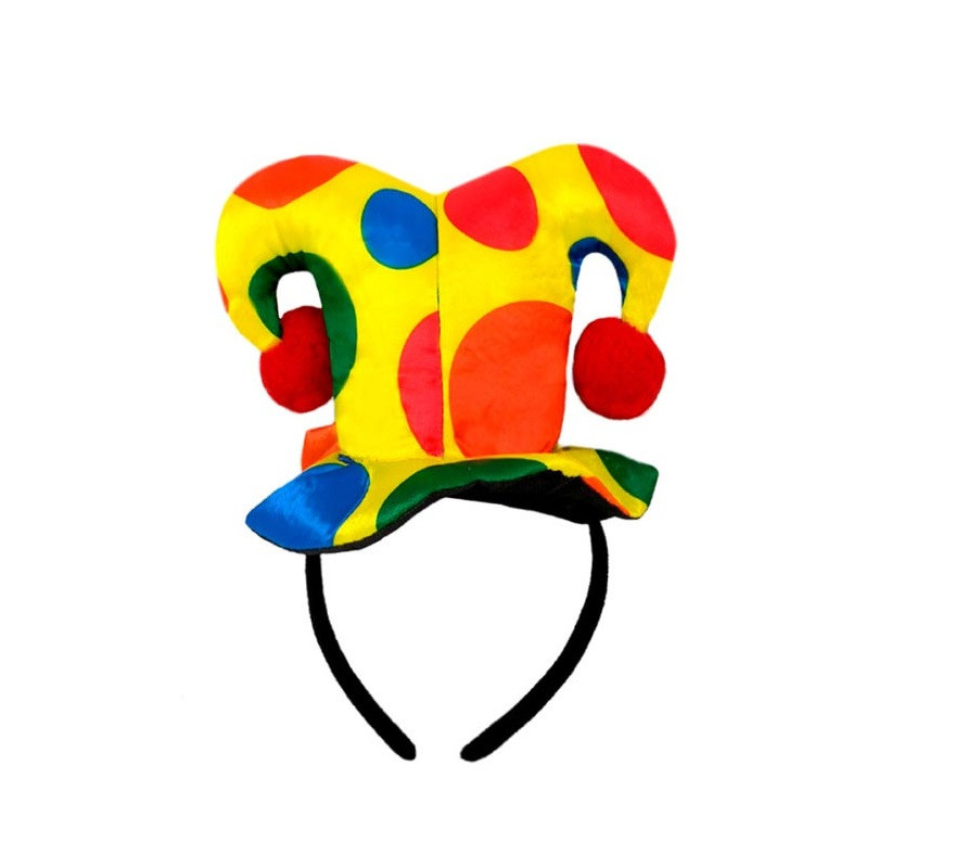 Clown headband with multicolored hat